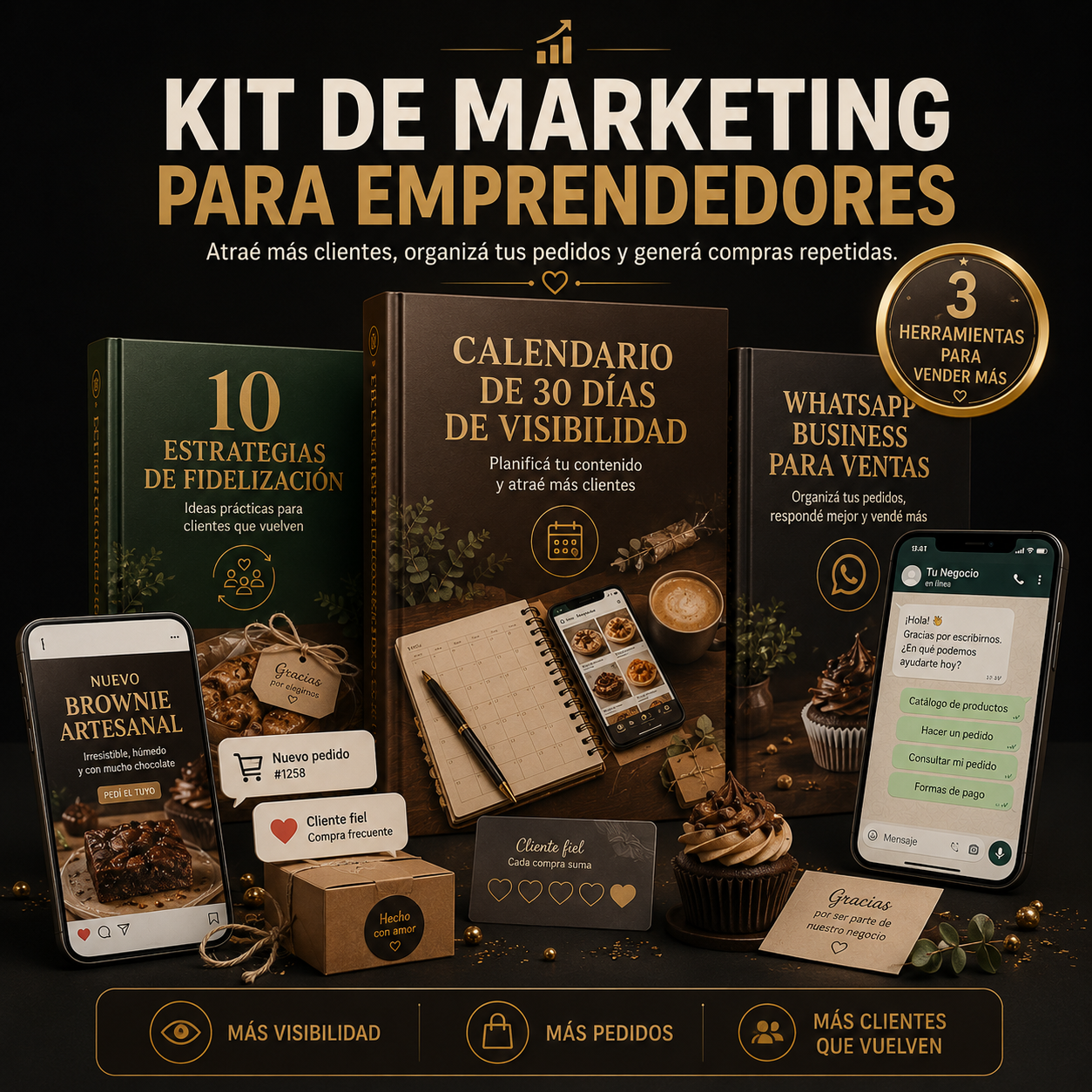 PACK MARKETING PARA EMPRENDEDORES (Calendario de 30 días de contenido, WhatsApp Business, Como fidelizar clientes)