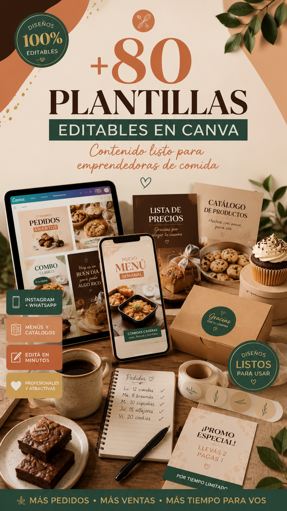 +90 PLANTILLAS EDITABLES EN CANVA PARA EMPRENDEDORES (Para publicar en WhatsApp, Facebook, Instagram)